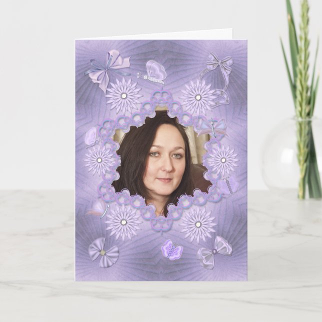 Add a picture lilac birthday card with flowers (Front)