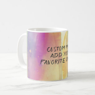 add a quote colourful watercolor stripes abstract  coffee mug
