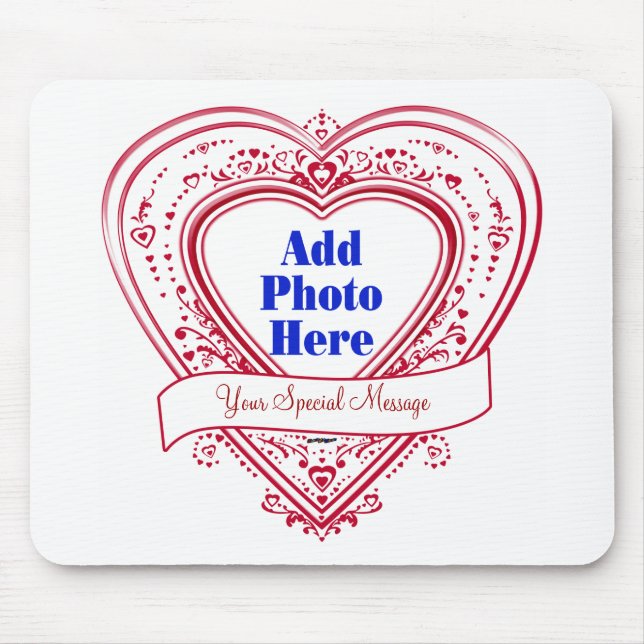 Add A Special Message Photo Red Hearts Mouse Pad (Front)