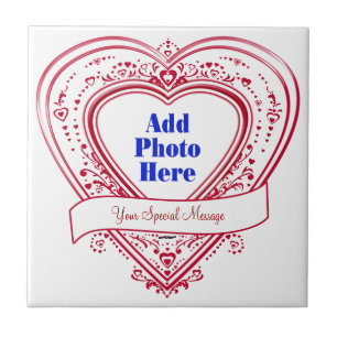 Add A Special Message Photo Red Hearts Tile