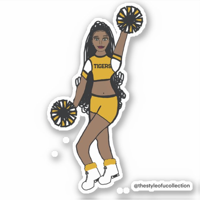 Add a Team Cheer Stickers Yellow /White/ Black (Front)