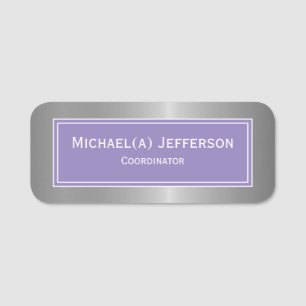 Add A Touch Of Luxury: Blue Violet Silver Metallic Name Tag