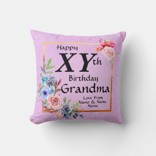 Add Age Number Names Change Text Grandma Birthday  Cushion