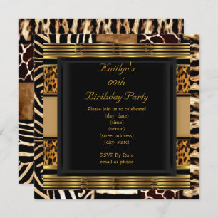 Add Age Party Birthday Wild Exotic Mixed Animal Invitation