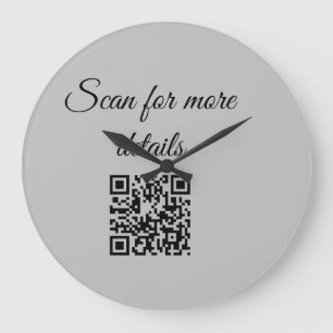 add and scan q r code here add text name here large clock