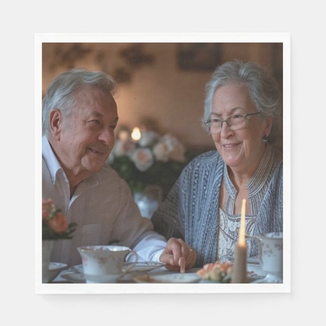 Add Anniversary Photo Customise Napkin (Front)
