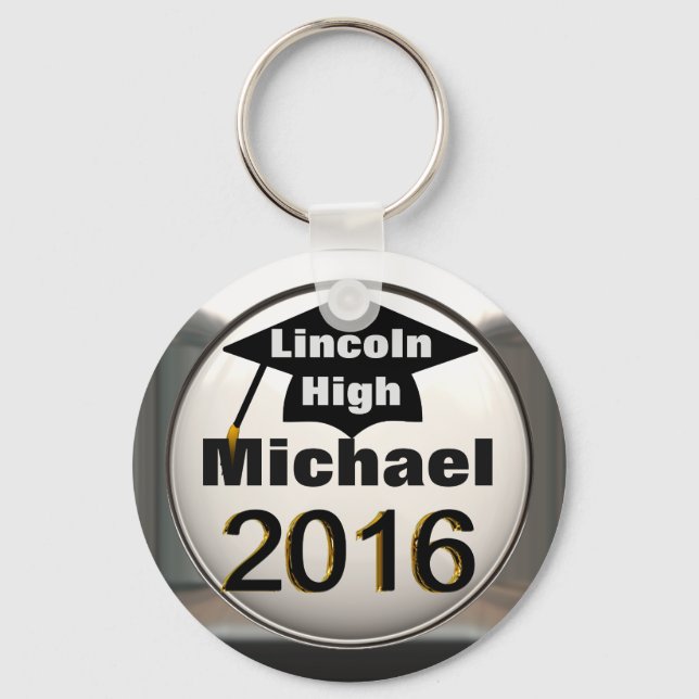 Add Any Name 2016 Graduation Silver Keychain (Front)