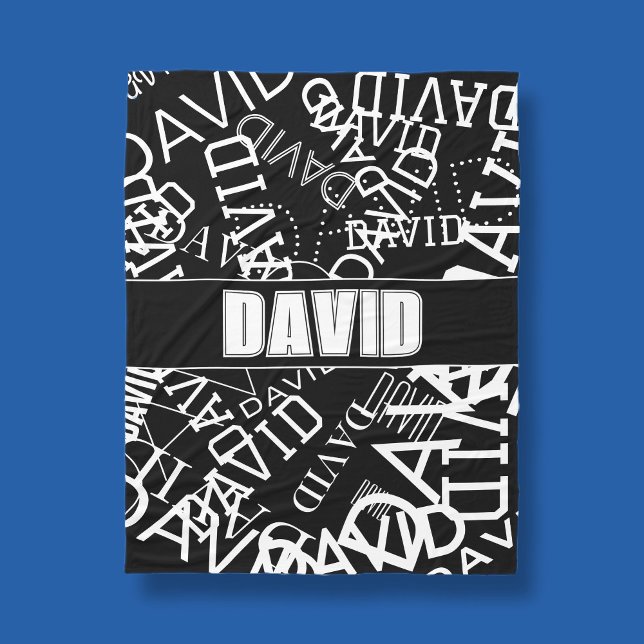 Add any name, name collage In black & white Fleece Blanket (Creator Uploaded)