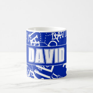 Add any name, name collage In blue & white Coffee Mug