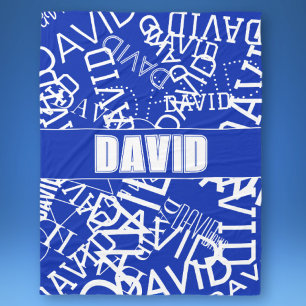 Add any name, name collage In blue & white Fleece Blanket