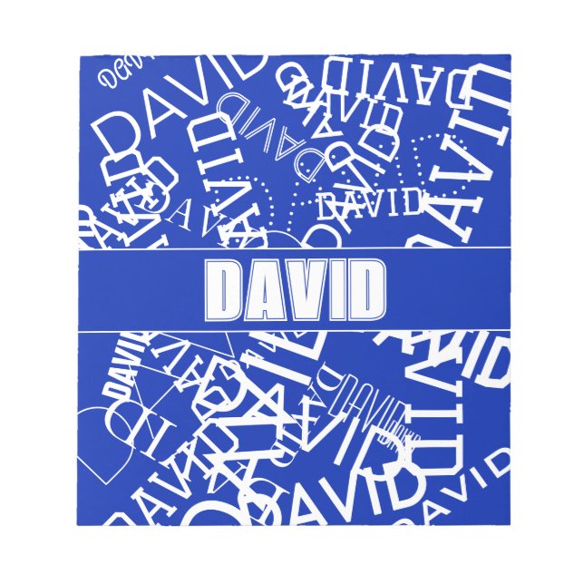 Add any name, name collage In blue & white Notepad (Front)