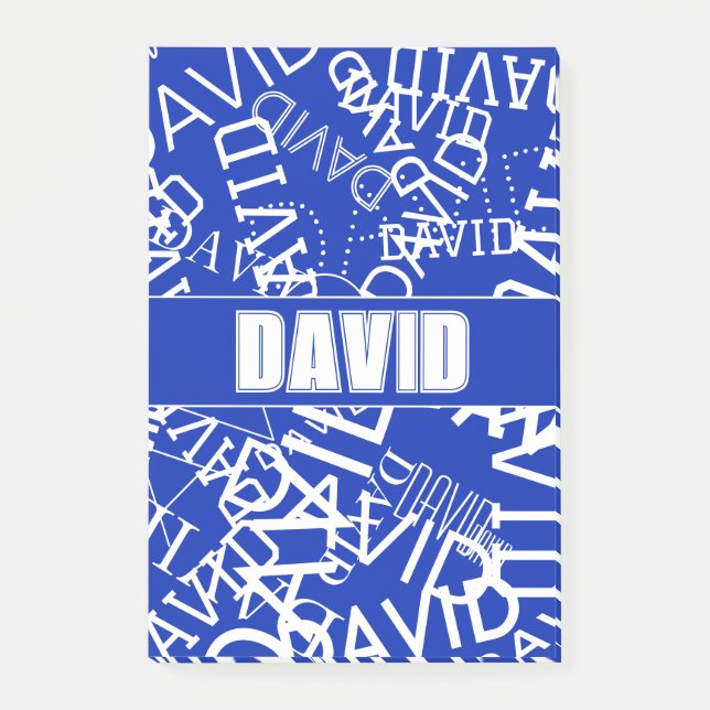 Add any name, name collage In blue & white Post-it Notes (Front)