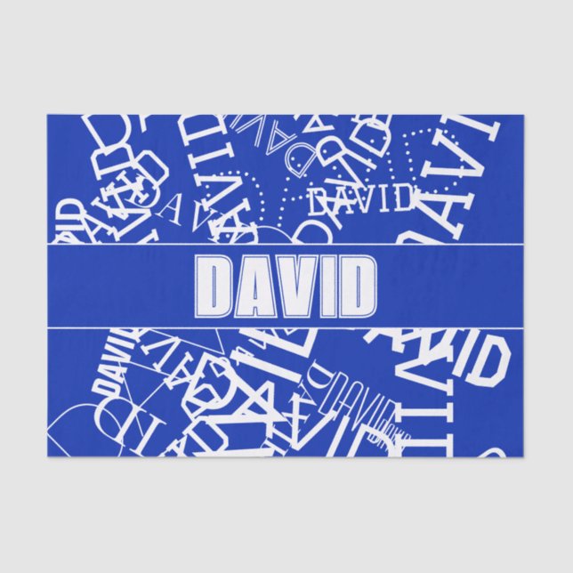 Add any name, name collage In blue & white Tissue Paper (Front)