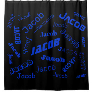 Add Any Name or Word | Blue & Black Shower Curtain