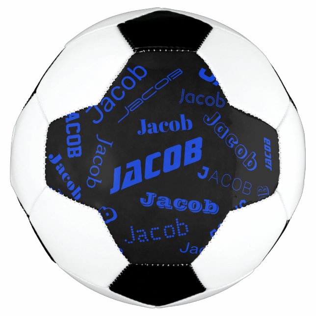 Add Any Name or Word | Blue & Black Soccer Ball (Front)