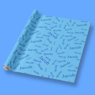 Add Any Name or Word | Blue & Sky Blue Wrapping Paper