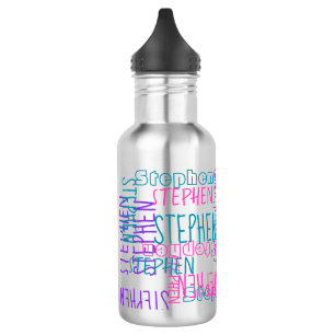 Add Any Name Personalised Collage Typography Pink 532 Ml Water Bottle