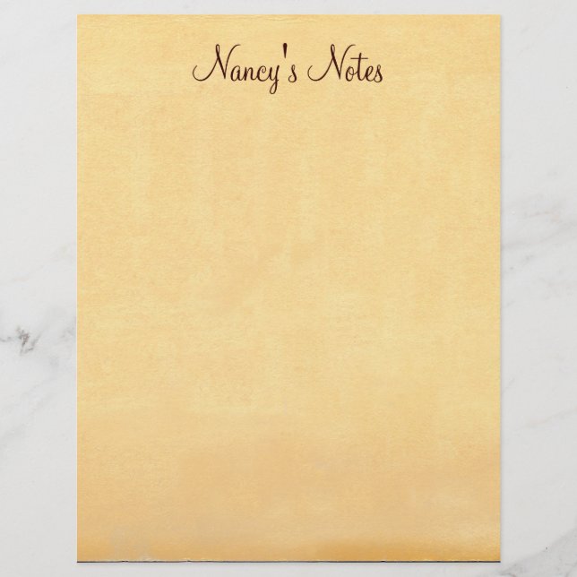Add Any Name's Notes Old Paper Letterhead (Front)