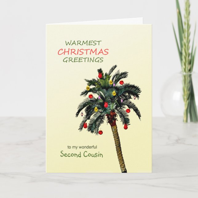 Add any Realative Christmas Palm Tree Holiday Card (Front)