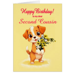 Add Any Relation Birthday Puppy and Flowers