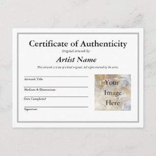 Add Art Photo Certificate of Authenticity Postcard