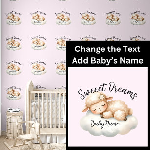 Add Baby Name, Change Text, Cute Lamb Sleeping Wallpaper