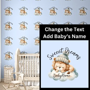 Add Baby Name, Change Text, Cute Lion Cub Sleeping Wallpaper
