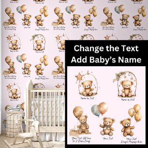 Add Baby Name & Text, Cute Teddy Bears Balloons Wallpaper