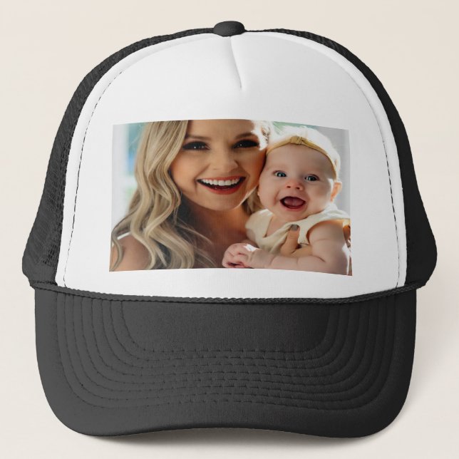 Add Baby Photo Personalize Customize Trucker Hat (Front)