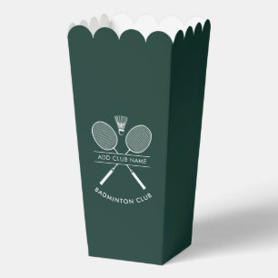 Add Badminton Club Name Rackets Icon Custom Green Favour Box