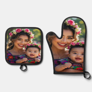 Add Beautiful Baby Photo Personalize Oven Mitt & Pot Holder Set