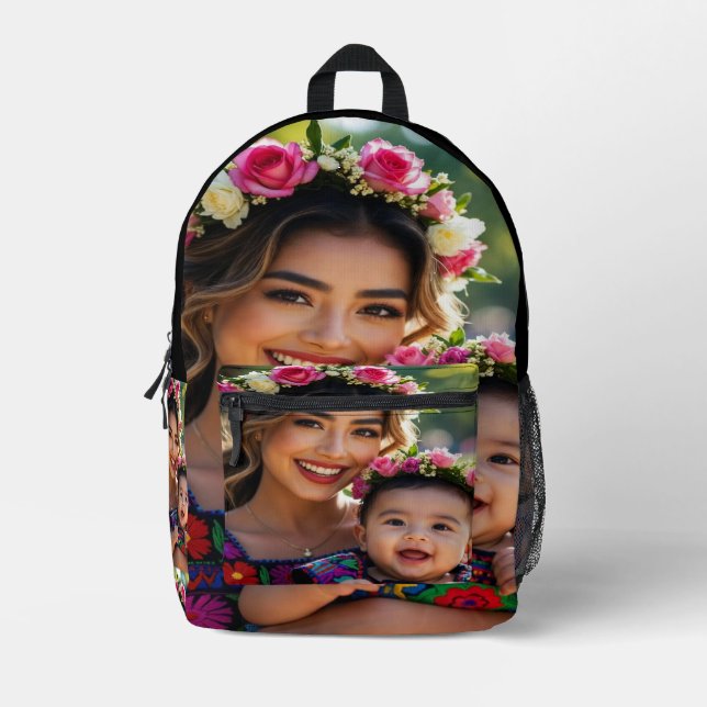 Add Beautiful Baby Photo Personalize Printed Backpack (Front)