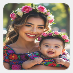 Add Beautiful Baby Photo Personalize Square Sticker