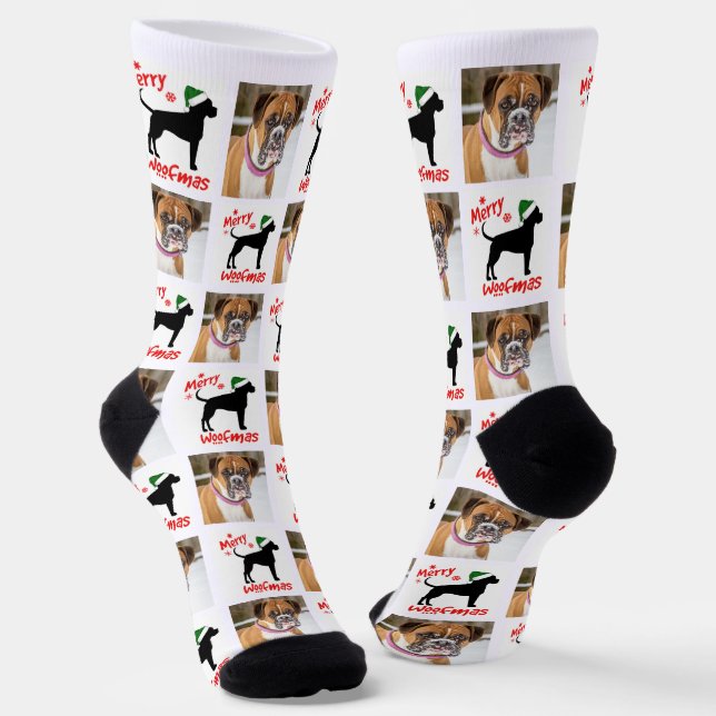 Add Boxer Fun Christmas Dog  Socks (Angled)