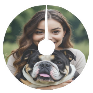Add Bulldog Photo Personalise Customise Brushed Polyester Tree Skirt