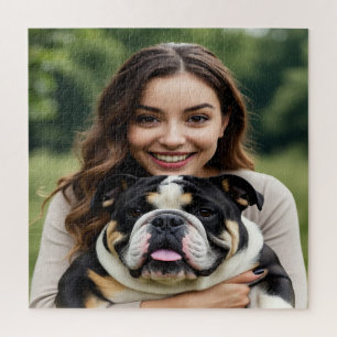 Add Bulldog Photo Personalise Customise Jigsaw Puzzle