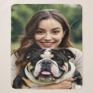 Add Bulldog Photo Personalise Customise Sherpa Blanket