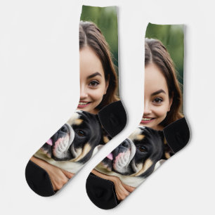 Add Bulldog Photo Personalise Customise Socks
