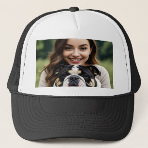 Add Bulldog Photo Personalise Customise Trucker Hat