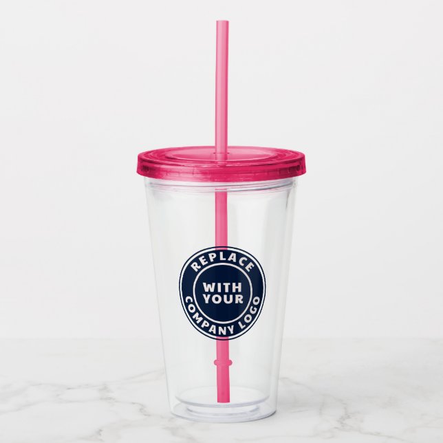 Add Business and Brand Logo Company Employees Acrylic Tumbler (Front)