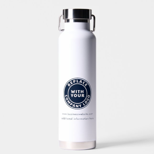 Add Business and Brand Logo Company Employees Swag Water Bottle (Front)