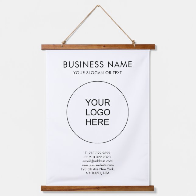 Add Business Company Logo Text Custom Template Hanging Tapestry (Front)
