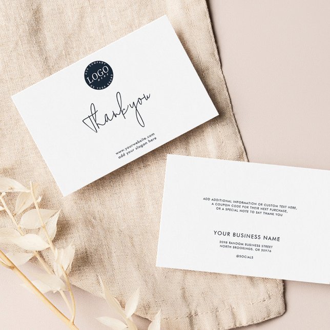 Add Business Logo and Company Website Customers Thank You Card (Business Logo Customers Thank You Note Card)