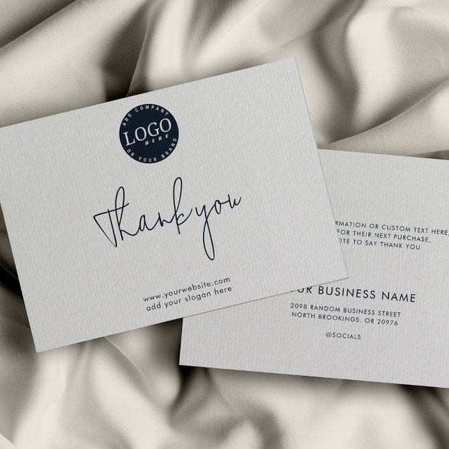Add Business Logo and Corporate Website Clients Thank You Card (Corporate Business Logo Script Minimalist Thank You Appreciation Card)