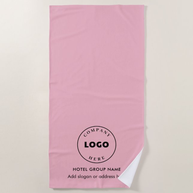 Add Business Logo and Hotel Name Any Colour Minima Beach Towel (Front)