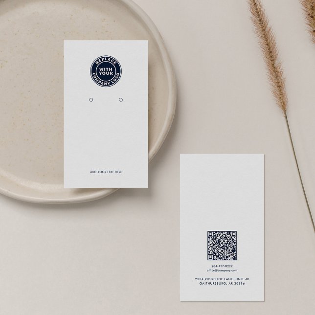 Add Business Logo and QR Code Earring Display Card (Business Logo Earring Display Card with QR Code)