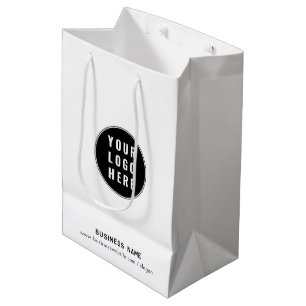 Add Business Logo and Website Custom Promotional Medium Gift Bag