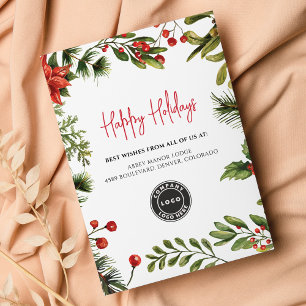 Add Business Logo Christmas Holiday Company Card