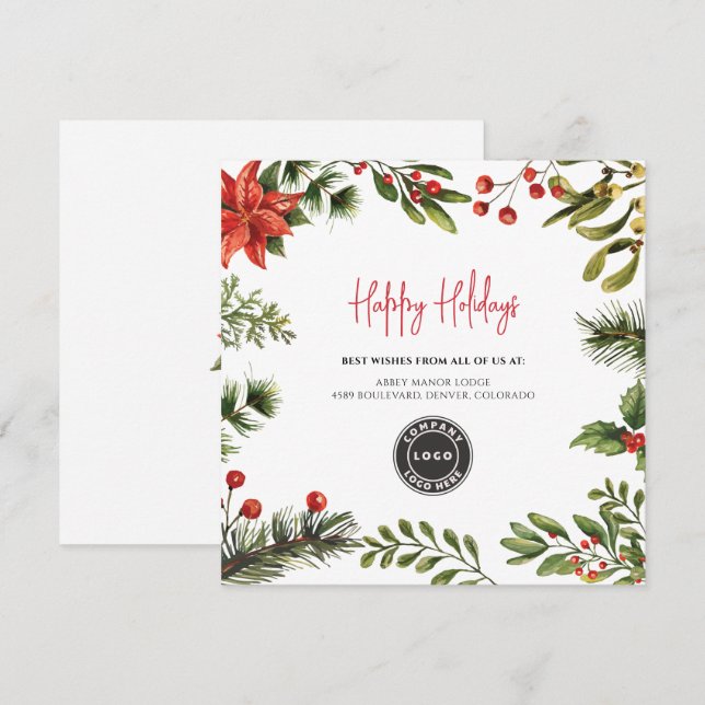 Add Business Logo Christmas Holidays  Card (Front/Back)