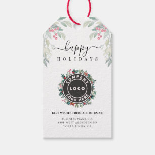 Add Business Logo Christmas Holidays Corporate Gift Tags
